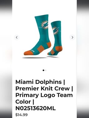 2 Pack/Pair - NFL Miami Dolphins Tall Socks Official NFL